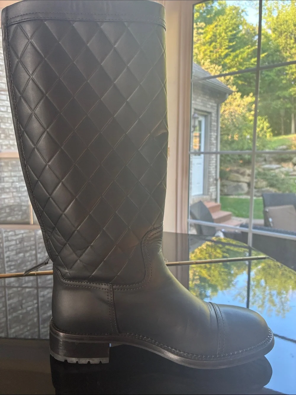 CHANEL Black Quilted Leather Knee-High Heeled Boots *Brand New
